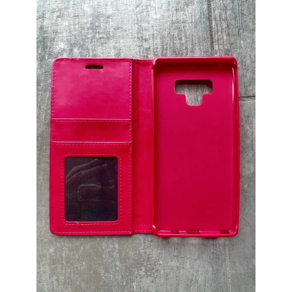 Book-Style Folio Flip Wallet Case Magnetic Flap Cover Samsung Galaxy Note 9 Neon